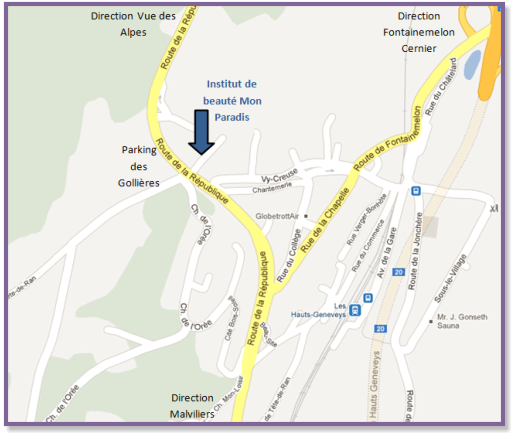 Plan de localisation de l'institut - Les Hauts-Geneveys